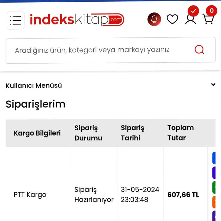 İndeks Kitap Sipariş İptali Yapmak İstiyorum