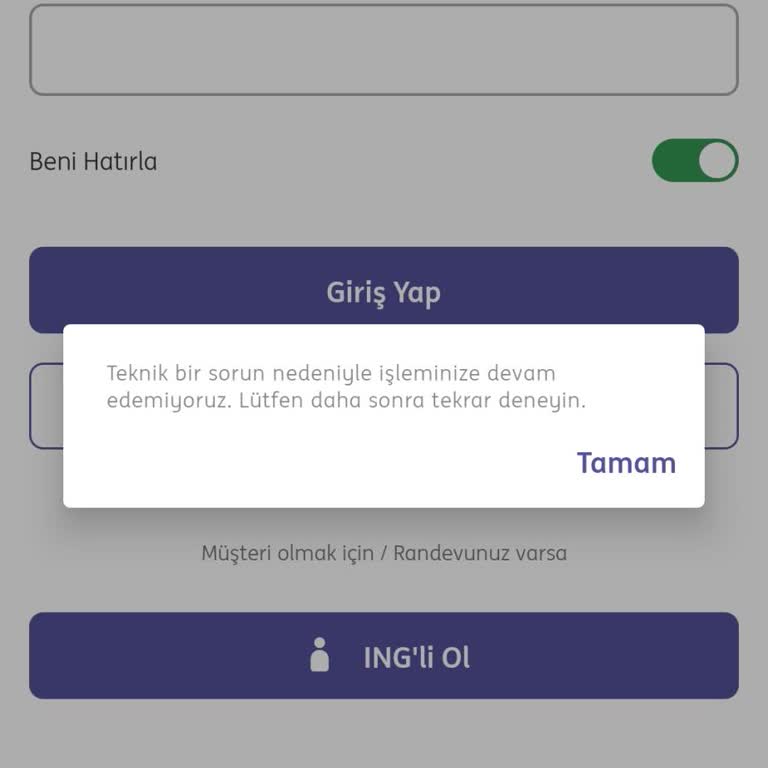 ING Mobil Giriş Yapamıyorum