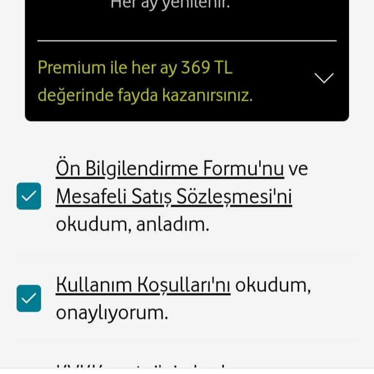 Vodafone Yanımda Premium Üyesi Olamıyorum