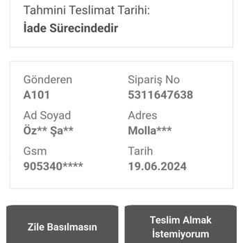 A101 Gelemeyen Kargo Sorunu