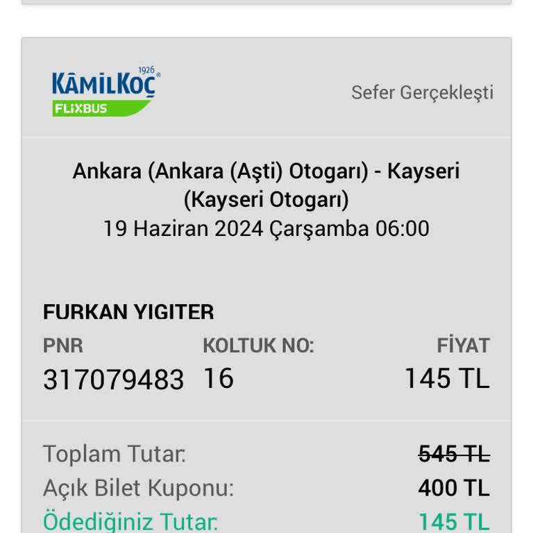 Obilet Ücret İadesi Yapmıyor