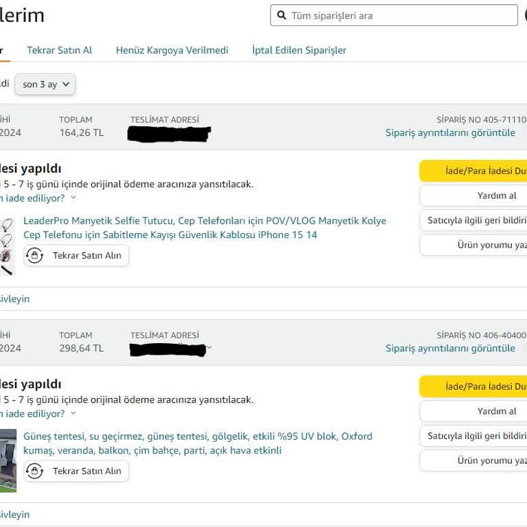 Amazon Sürekli İptal Edilen Siparişler