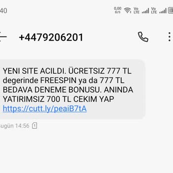 Zlot +44'lü Numaralardan Gelen Usulsüz Mesajlar