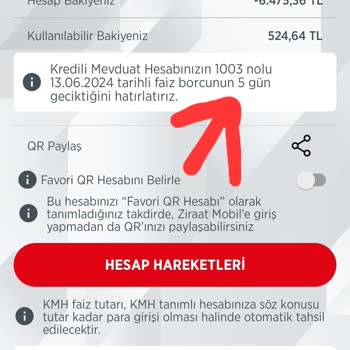Ziraat Bankası Uygulamasında KMH Faizini Geciktirdiniz Hatası