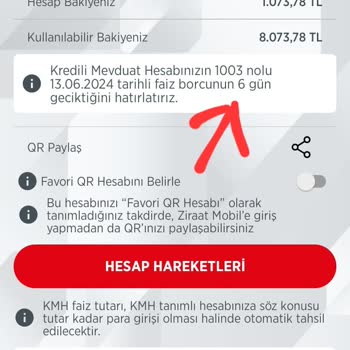 Ziraat Bankası Uygulamasında KMH Faizini Geciktirdiniz Hatası