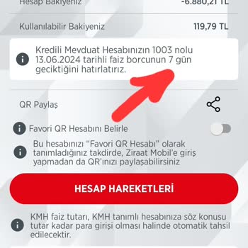 Ziraat Bankası Uygulamasında KMH Faizini Geciktirdiniz Hatası