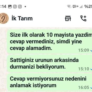Yöresel İK Tarım Ürünleri İk Tarım Para İadesi Yapmıyor