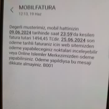 Türk Telekom Mobil Yüksek Fatura