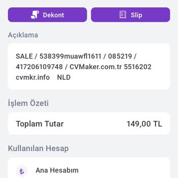CV Maker Mağduruyum 149 TL Bilgim Dışında Çekilmiştir