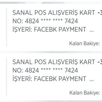 Facebook Payment İzinsiz Paramı Çekmiş