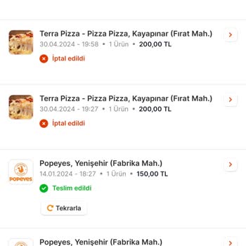 Terra Pizza Onaylanan Siparişi Kafasına Göre İptal Ediyor.