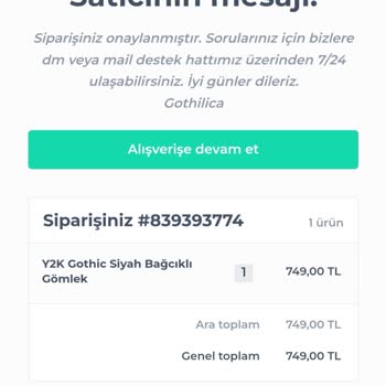Gothilicastore Aldığım Ürün Kargoya Verilmedi