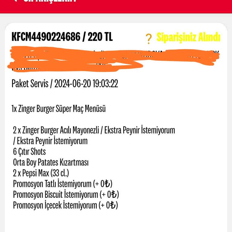 KFC Kupon Kodu Kabul Etmedi