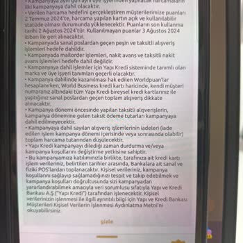 Yapı Kredi Bankası World Puan Aldatmacası