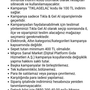 Migros Kampanya Kodu Kullanılamaması