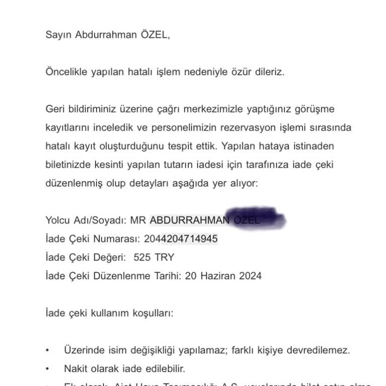 Ajet Biletimi Yanlış Yöne Kesti Beni Mağdur Etti