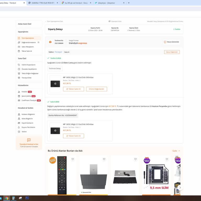 Trendyol HP 240 SSD Garantisinin Arkasında Durmuyor.