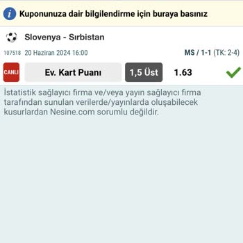 Nesine Slovenya-Sırbistan Bahis Ödemesi