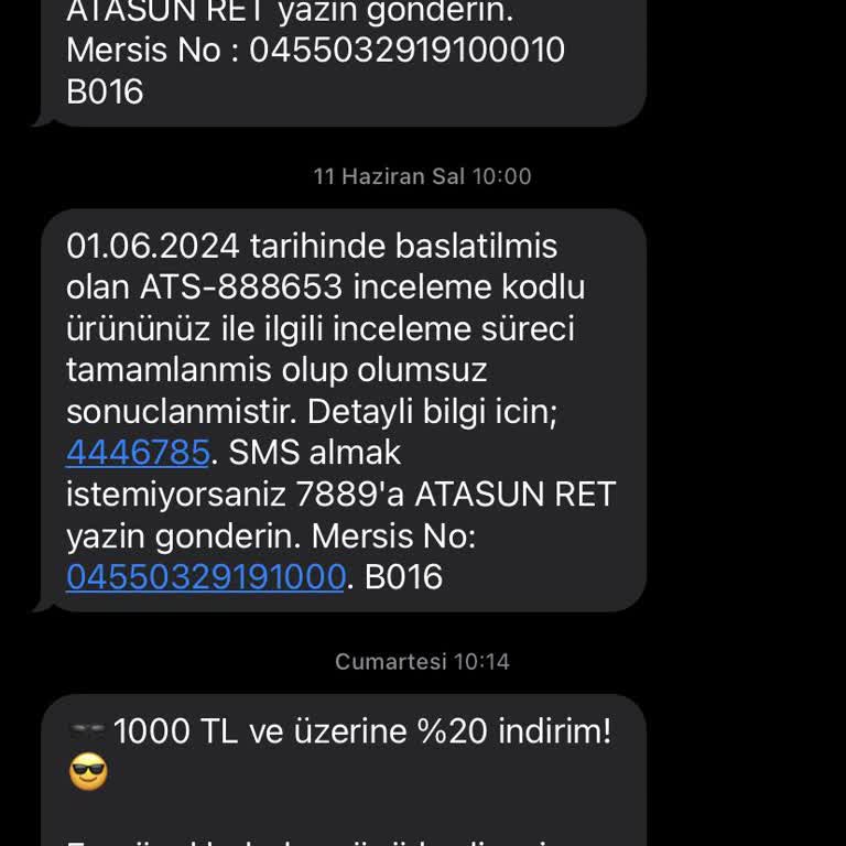 Atasun Optik'ten Alınan Gözlüğün Garantide Olup Olumsuz Dönüş Yapılması