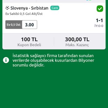 Bilyoner'de Kazandığım Kuponun, Kupon Bedelinin Geri Verilmesi
