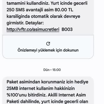 Vodafone Tarife Değişikliği Ve Aşım Ücreti