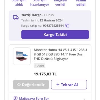 Monster Notebook Hiç Kullanmadığım Bilgisayarın Onarılmasını Bekliyorum.