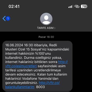 Vodafone Red 12 Saatte Paketin Bitmesi
