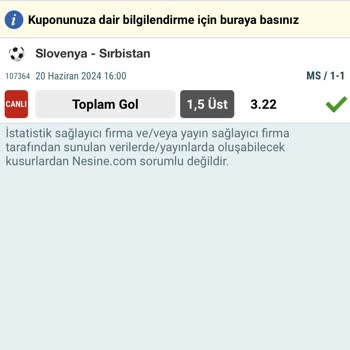 Nesine Kazanç Kuponuma İade Olarak Kupon Bedeli Verildi.