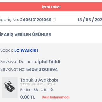 LCW Onca Gün Bekletip Ürünümü İptal Etti