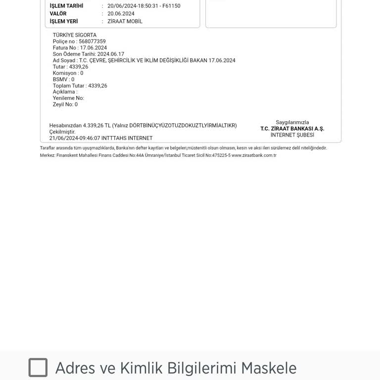 Türkiye Sigorta TOKİ Konut Poliçe İptali