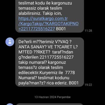 Sürat Kargo Uşak Kilim Şube Kargo Gelmedi, Bilgi Vermeden İade Süreci Başlatılmış.