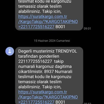 Sürat Kargo Uşak Kilim Şube Kargo Gelmedi, Bilgi Vermeden İade Süreci Başlatılmış.