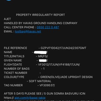 Ajet Saha Ekibinin Hatası Ve Bagajımın Ulaştırılmaması