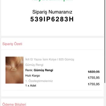 Pesieria Gümüş Kolye Siparişi