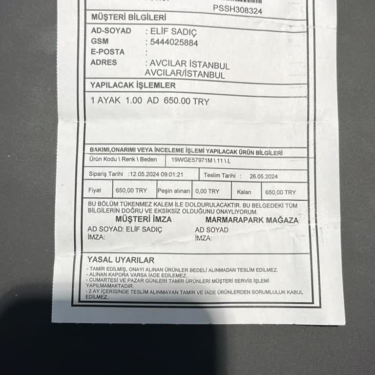 Derimod Ücretli Onarıma Verilen Kabanım Bana Geri Verilmedi