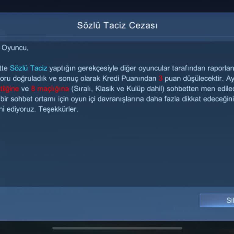 Mobile Legends Sohbet Banı İtiraz