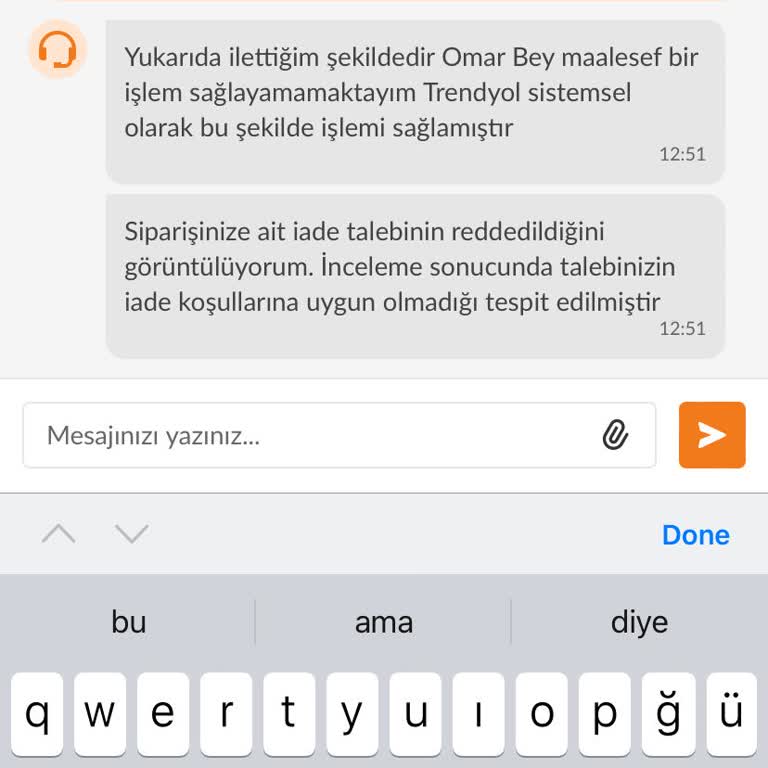 Trendyol Hızlı Market İade Talebini Yerine Getirmiyor