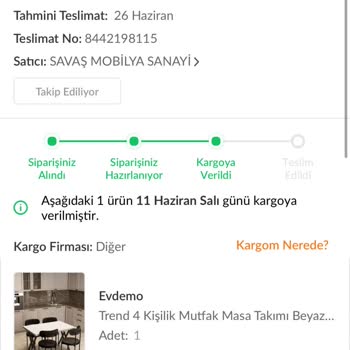 Savaş Mobilya Masa Rengi Yanlış Geldi