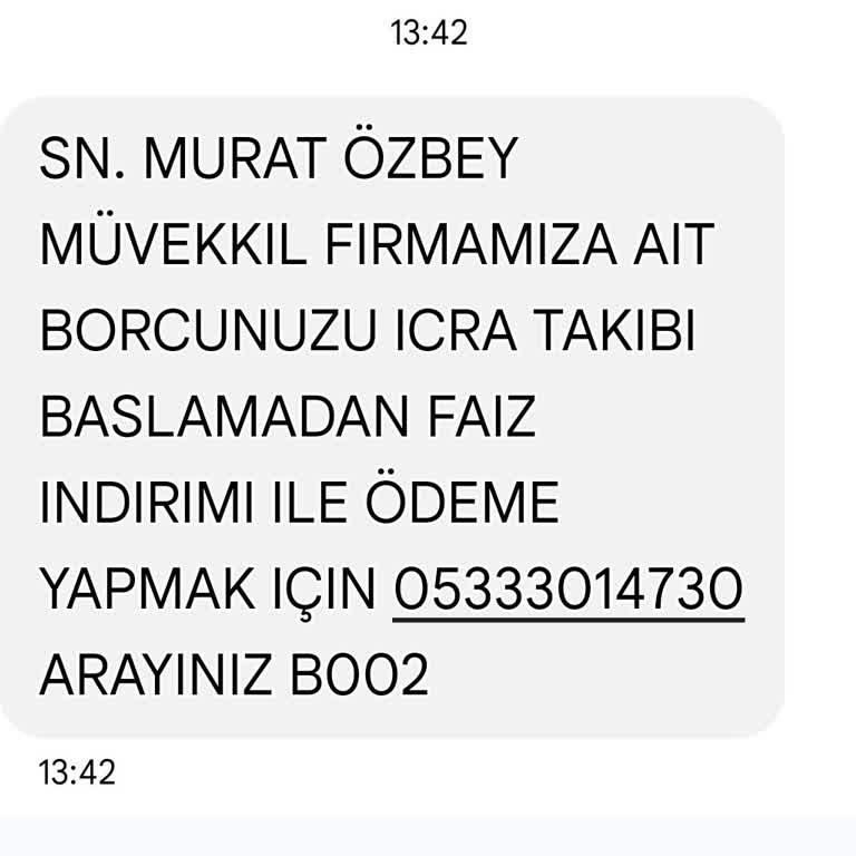 Metka Hukuk'tan Asılsız İcra Mesajı Hk
