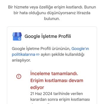Google Benim İşletmem Kısıtlama Sorunu