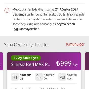 Vodafone Tarife Değişikliği Mağduriyeti