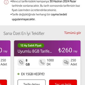 Vodafone Çok Yüksek Fiyatlı Tarifeler