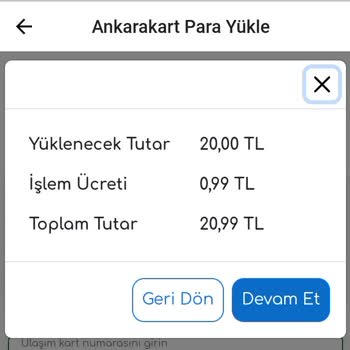 EGO Cepte İşlem Ücreti