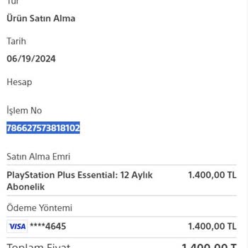 PlayStation Plus Essential: 12 Aylık Abonelik İptali Hk.