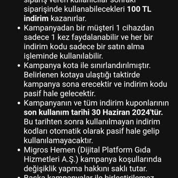 Migros Hemen Yetersiz Kampanya Detayı