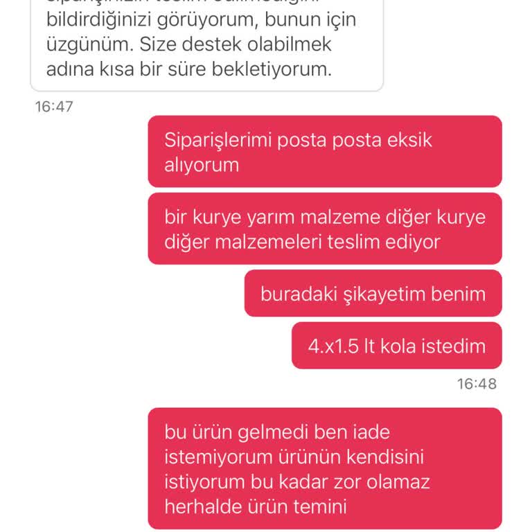 Yemeksepeti Market Müşteri Temsilcisi İlgisizliği
