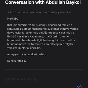 Bets10 Ödeme Sorunu Ve Hesap Kapatma