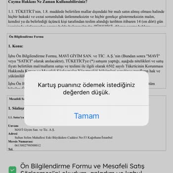 Mavi Kartuş Puan Kullanma Hatası