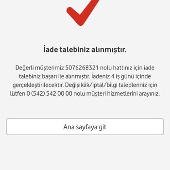Vodafone Para İadesini Yapmıyor