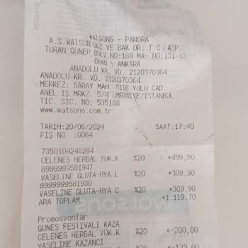 Watsons Kusurlu Ürün Değişimi Yapılmadı